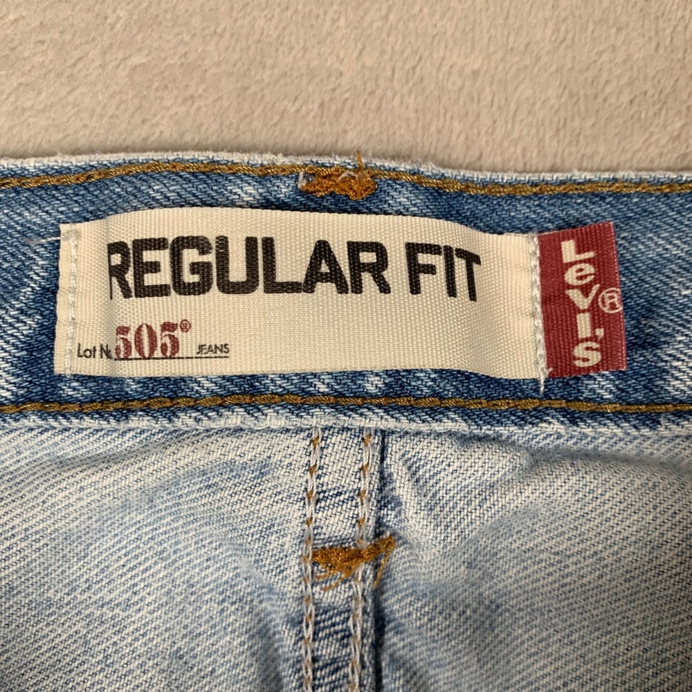 Levi's 505 Regular Fit Jeans Mens 34x29 Light Wash Straight Leg Denim - Picture 7 of 10